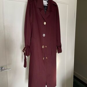 Coach Burgundy Swing Trench Coat with Gold Buttons never worn